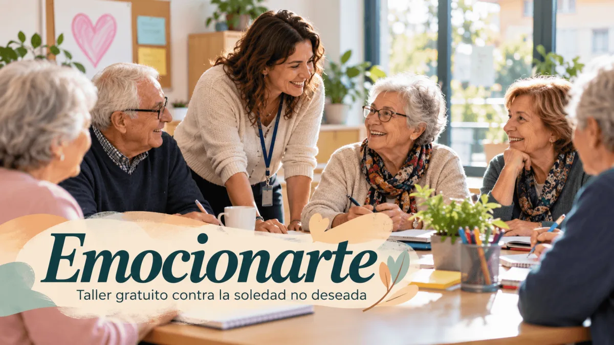 “Grupo de personas mayores participando en una actividad de bienestar emocional y apoyo comunitario.”